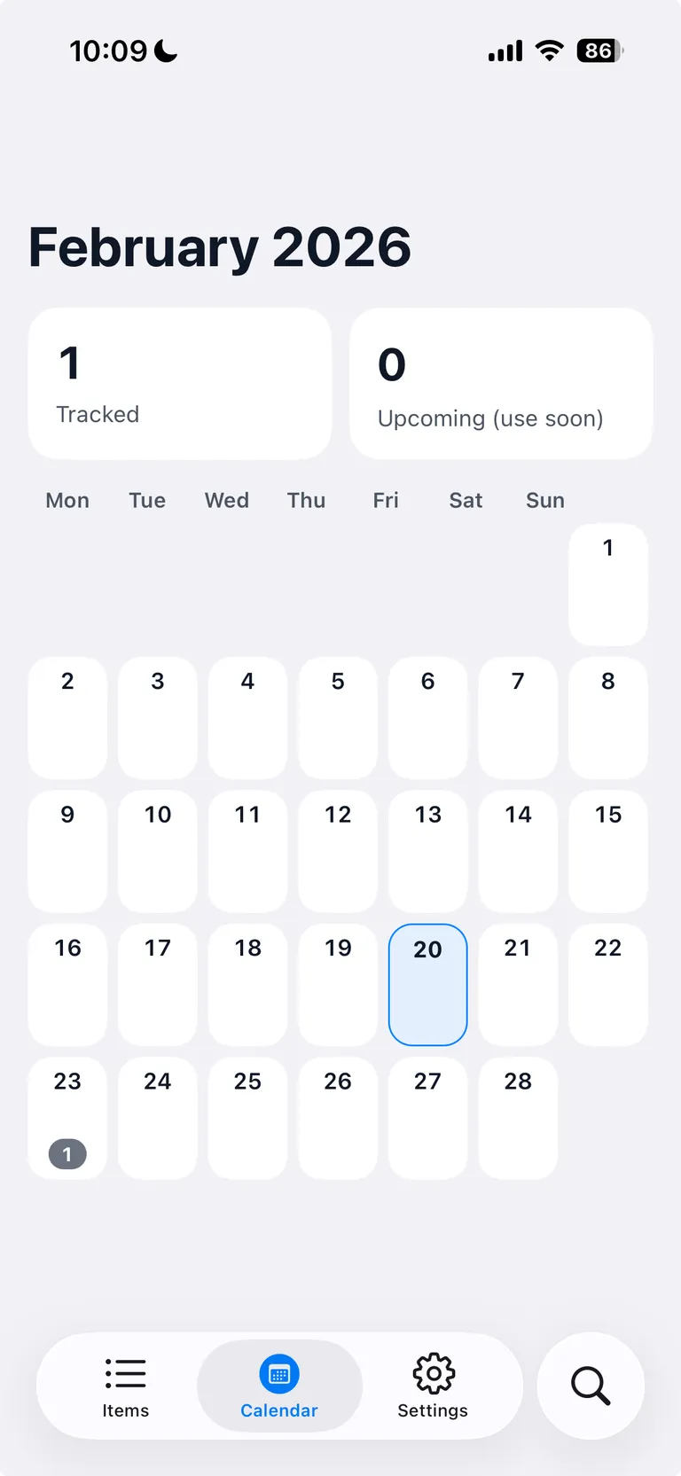 Still Good iOS calendar screen
